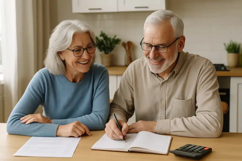 Un couple de seniors calcul combien lui a rapporté un complément de retraite