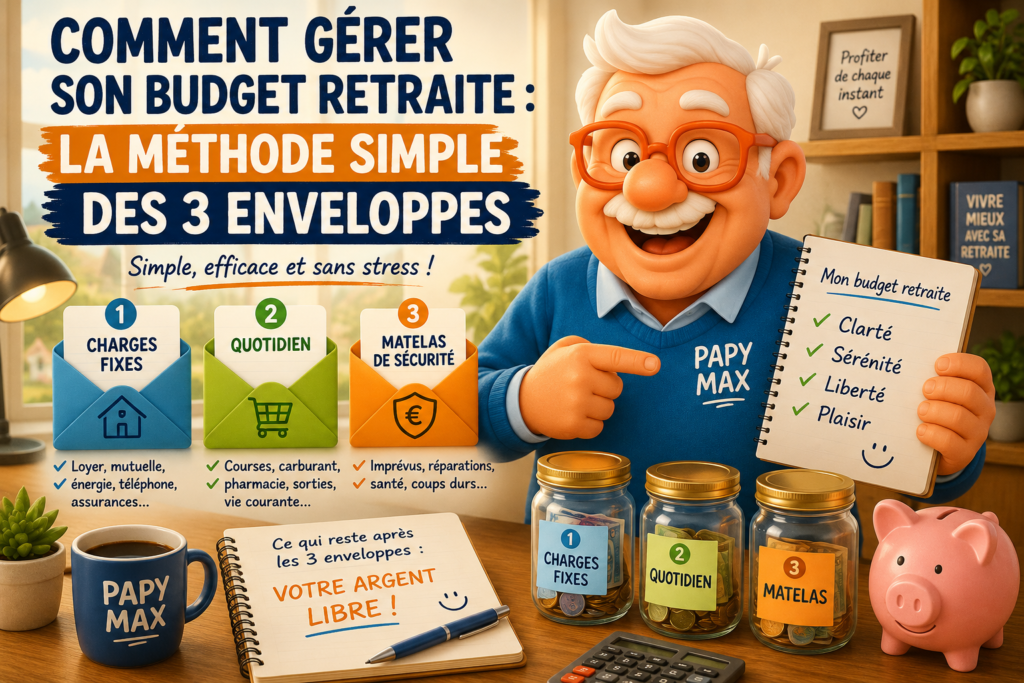 Découvrez comment gérer son budget retraite simplement avec la méthode des 3 enveloppes : charges fixes, quotidien et matelas de sécurité pour éviter les fins de mois difficiles.
